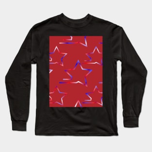 Fast Stars Red White Blue on Red Repeat 5748 Long Sleeve T-Shirt